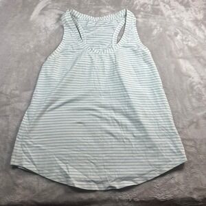Lululemon Women Small Women Tank Top White Teal Striped Racerback Activewear